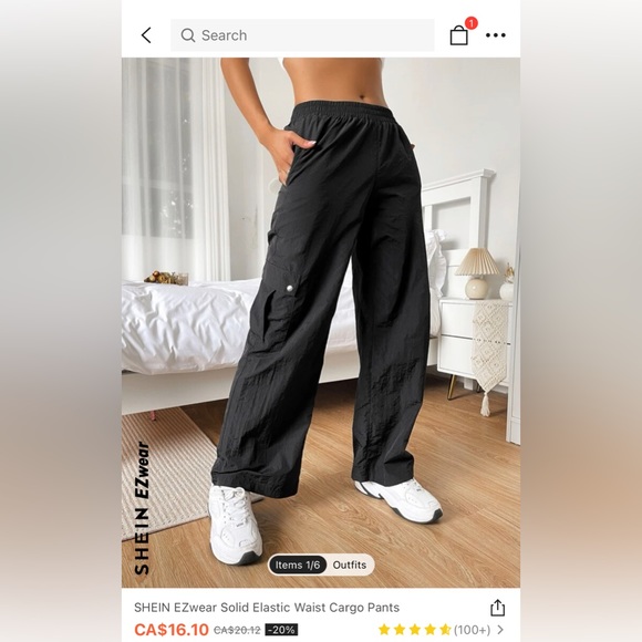 shein black windbreaker pants size xs - Picture 6 of 6